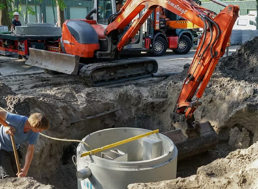 De aanleg van een olie- en benzine afscheider